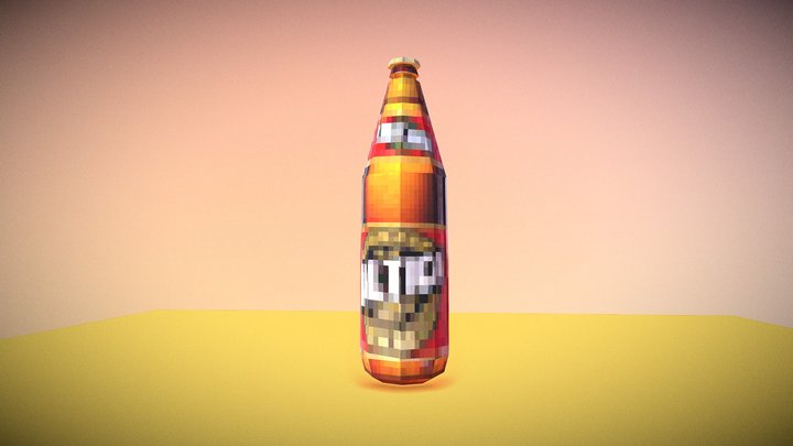 Low poly beer bottle - PSX STYLE 3D Model