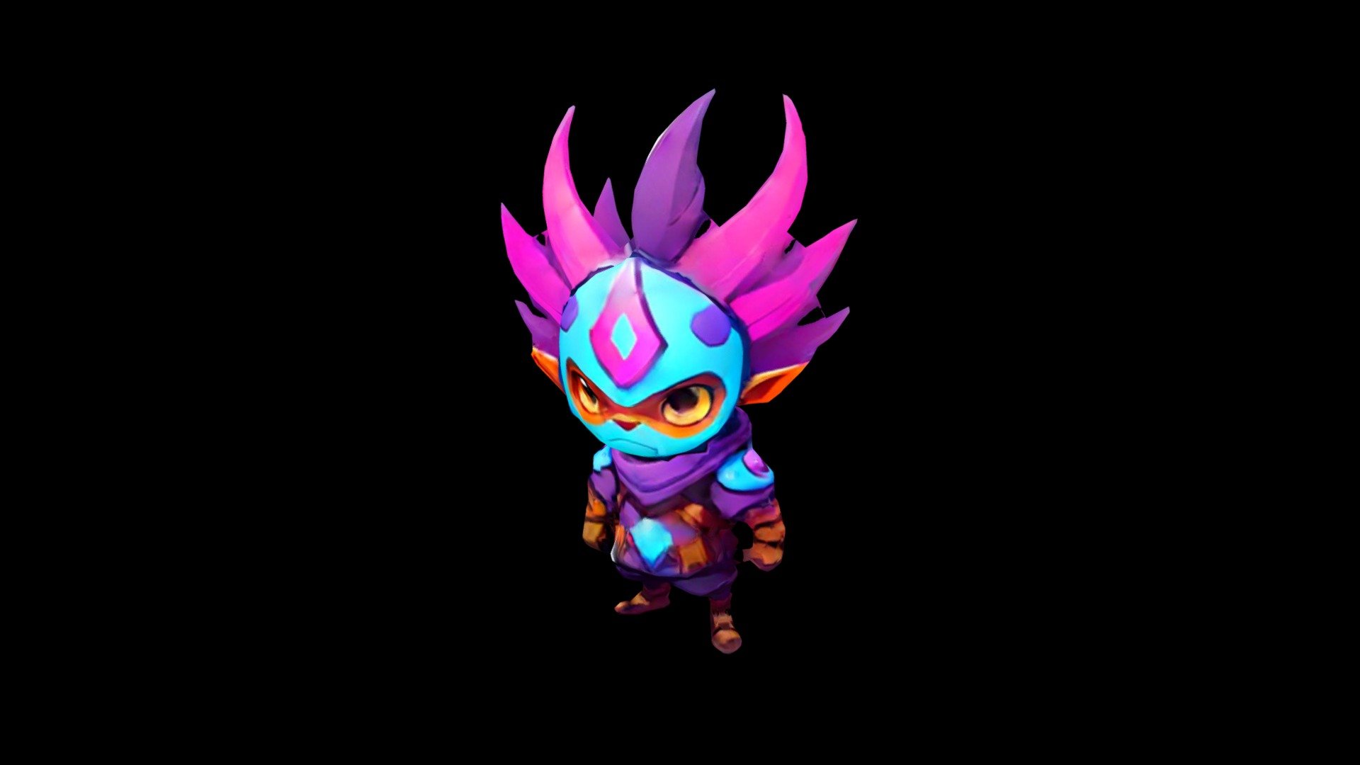 A cute blue and purple space ranger stands on a - Download Free 3D ...