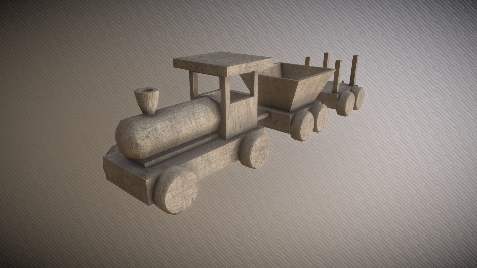 3D model Low Poly Wooden Toy Train - This is a 3D model of the Low Poly Wooden Toy Train. The 3D model is about a wooden model of a house.