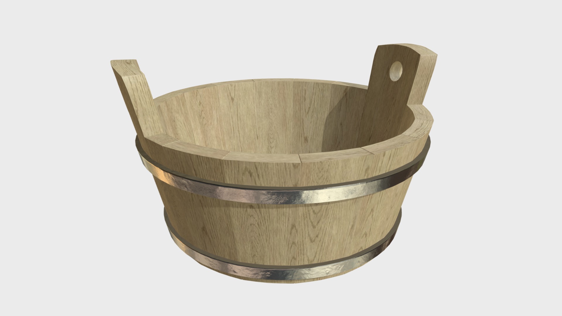 3D model Round kneading trough - This is a 3D model of the Round kneading trough. The 3D model is about a wooden bowl with a handle.