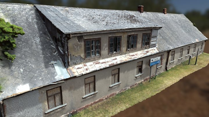 Long 2-Story House 3D Model