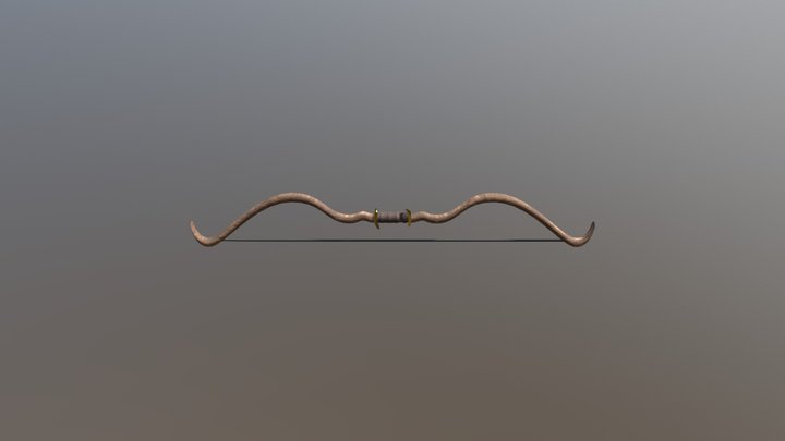 Wooden Archery recurve bow - High Poly 3D Model