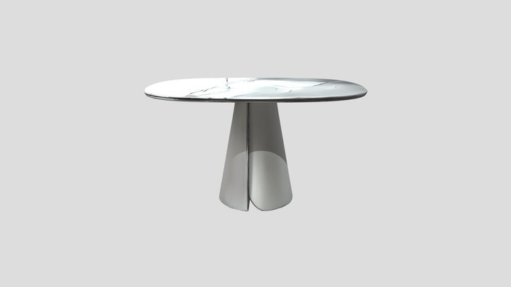 Oval marble top dining table 3D Model