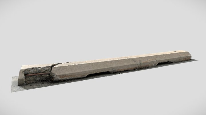 Concrete Parking Lot Curb Stop 3D Model