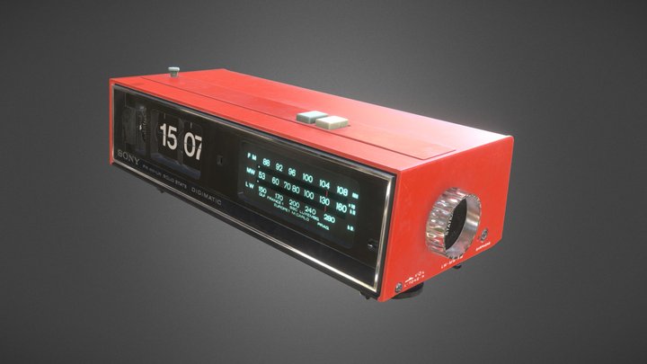 Retro Sony Alarm Clock 3D Model