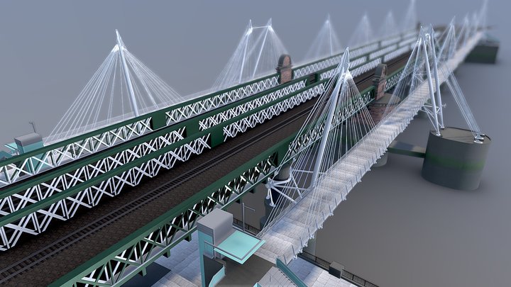 Hungerford And Golden Jubilee Bridges 3D Model