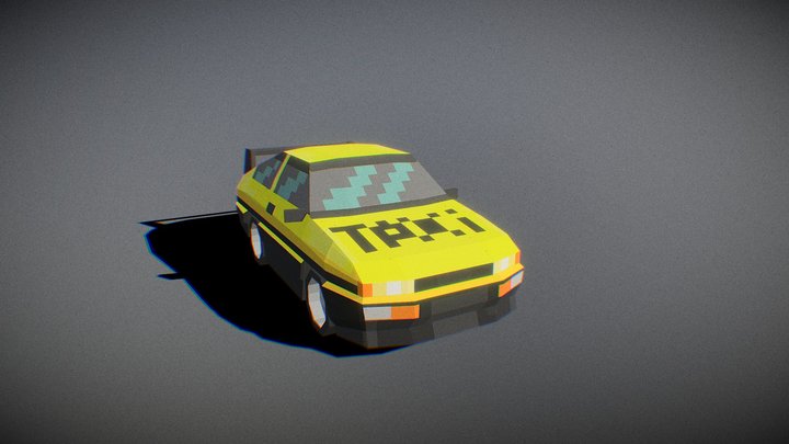 TaxiCarLowPoly 3D Model
