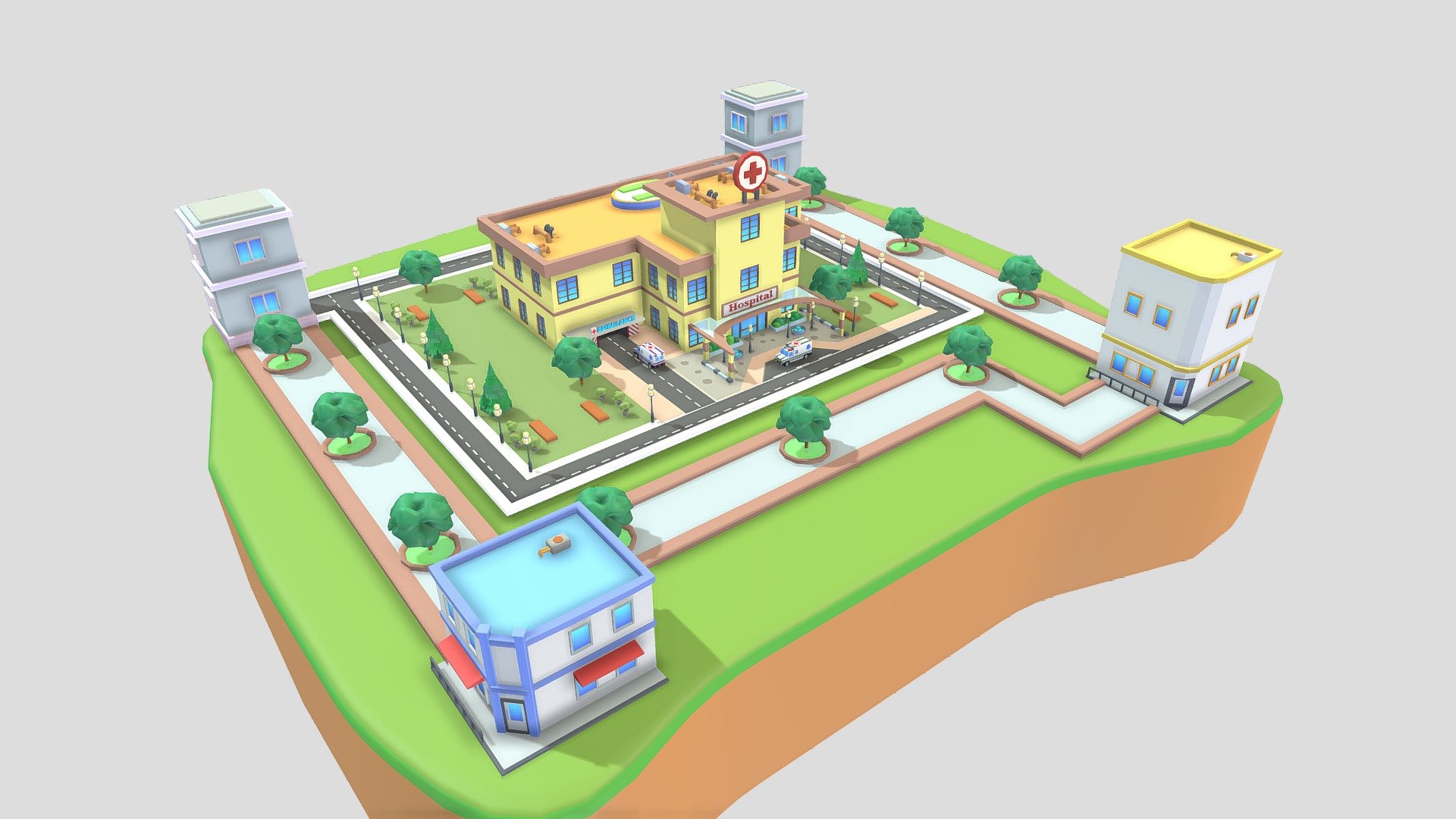 Hospital_world map 3D model by CC (ccsf) [4578c5f] Sketchfab