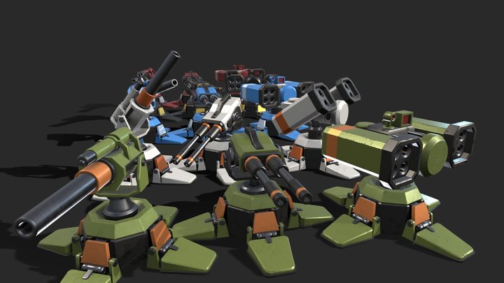 SciFi Turrets by Zeus 3D Model