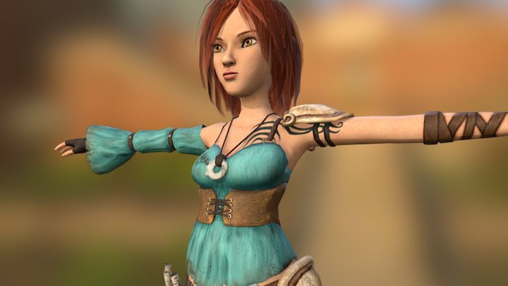 Adventurer Girl T Pose 3D Model