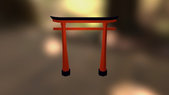 Torii Japanese Gate Low Poly 3D Model