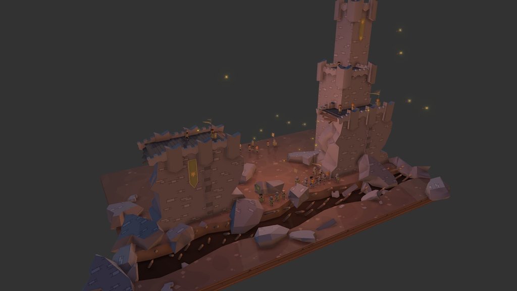 Wall battle scene