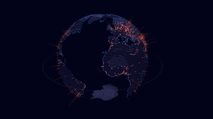 Cities with population > 500 000 on globe 3D Model