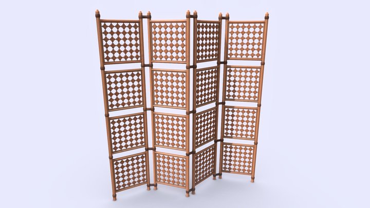 Wooden Partition Wall 3D Model