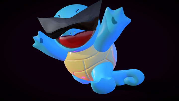 Squirtle 3D Model with glass 3D Model