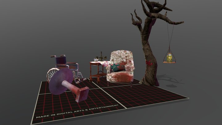 Grandma with horror touch props 3D Model