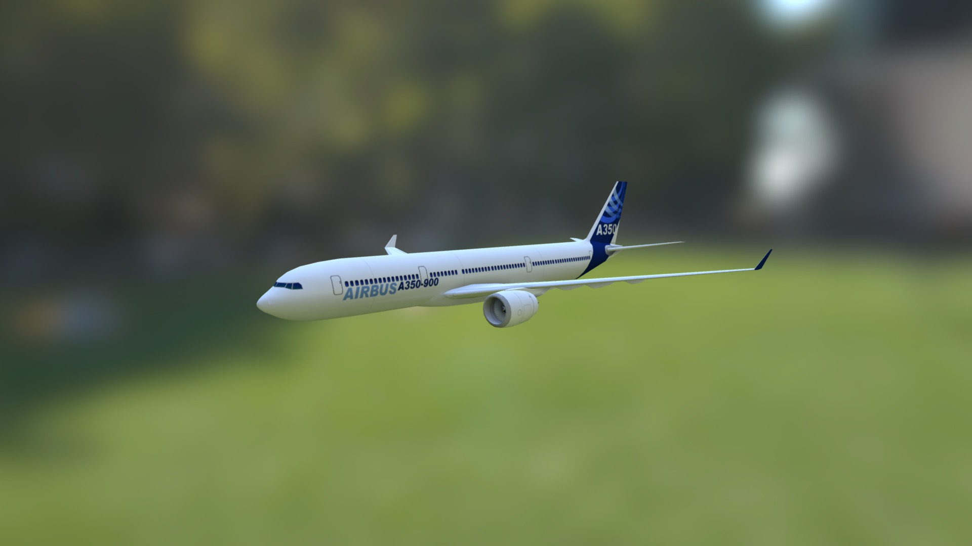3D model Airbus A350-900 - This is a 3D model of the Airbus A350-900. The 3D model is about a white airplane flying in the sky.