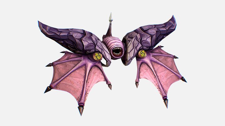 Flying Toothy Monster with Rterodactyl Wings 3D Model