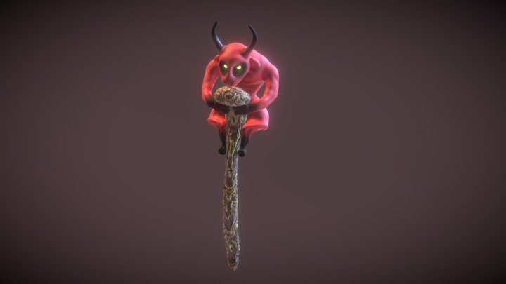 Magic Staff with a red demon 3D Model
