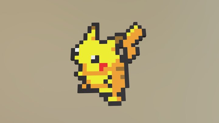 Pixel Pikachu 3D Model