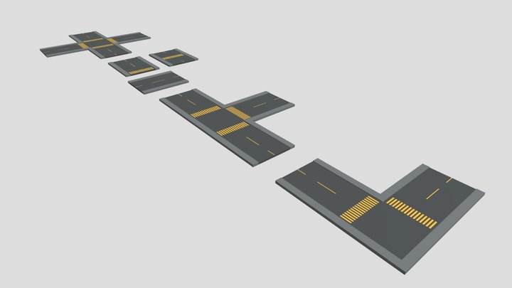 Low Poly Road Pack 3D Model