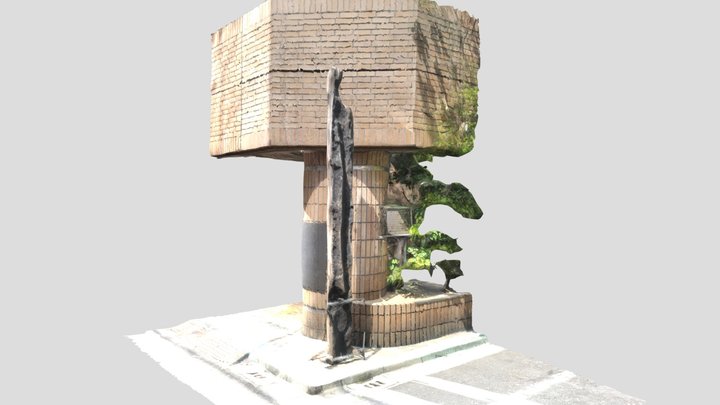 War-Damaged Utility Pole 東京大空襲で燃えた電柱 戦災遺構 3D Model