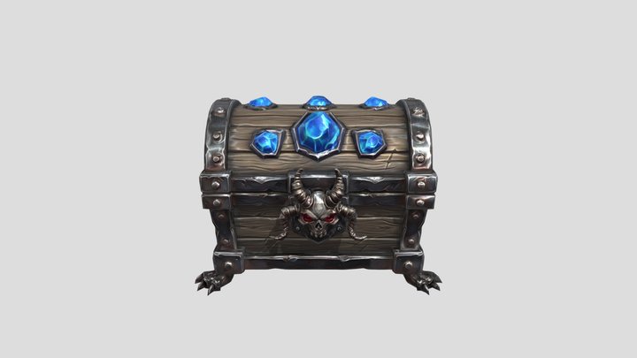 Stylized Fantasy Sapphire Loot Chest Game Ready 3D Model