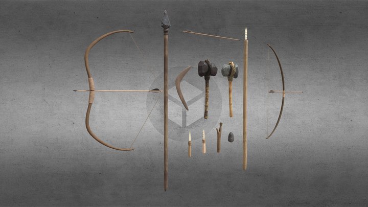 Prehistoric Tools Weapons 3D Model