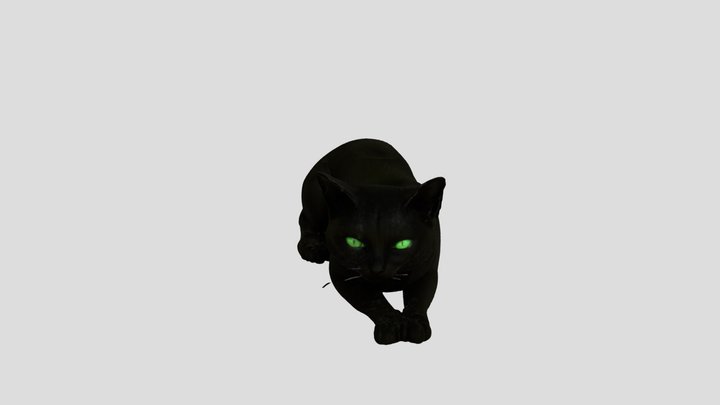 obsidian black cat is depicted in a relaxed 3D Model
