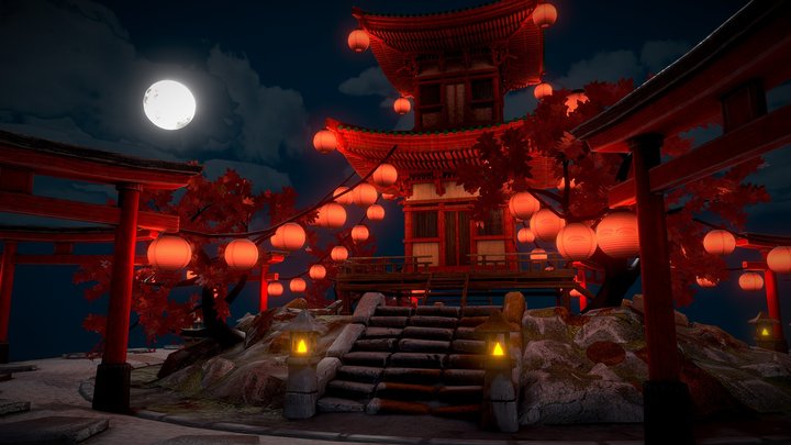 Japanese Shrine 3D Model