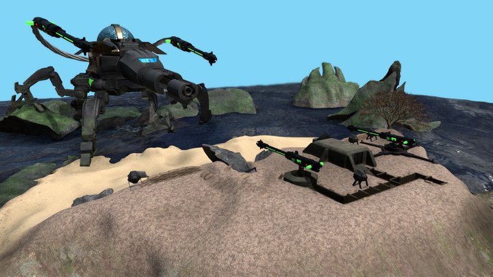 Mecha + Scene 3D Model
