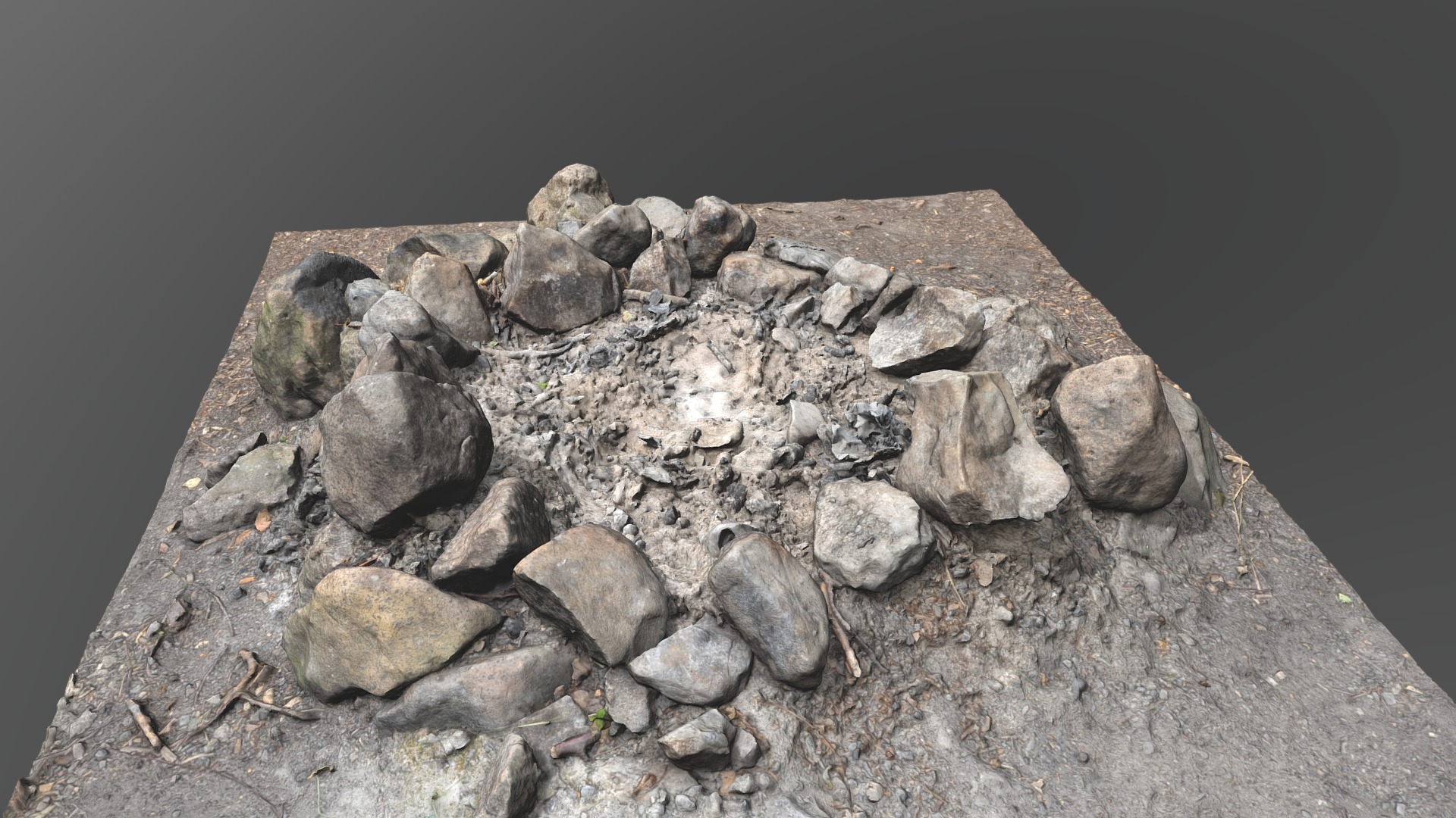 3D model Fireplace fire pit hole campfire made of stones - This is a 3D model of the Fireplace fire pit hole campfire made of stones. The 3D model is about a pile of rocks.