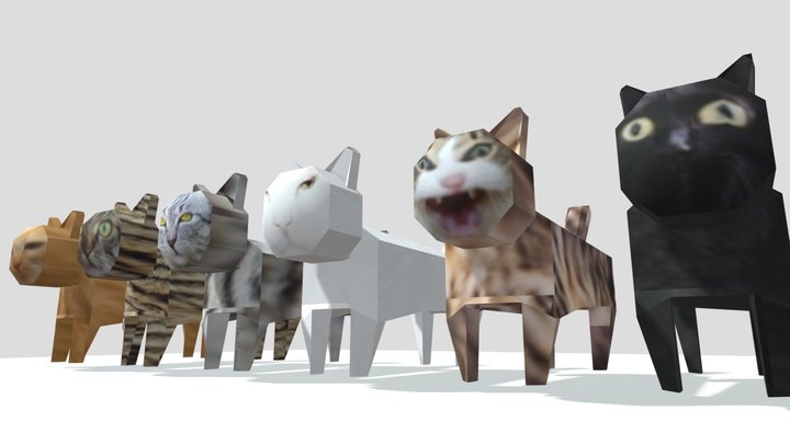 Real Lowpoly Cats 3D Model