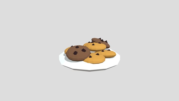 low-poly cookie plate 3D Model