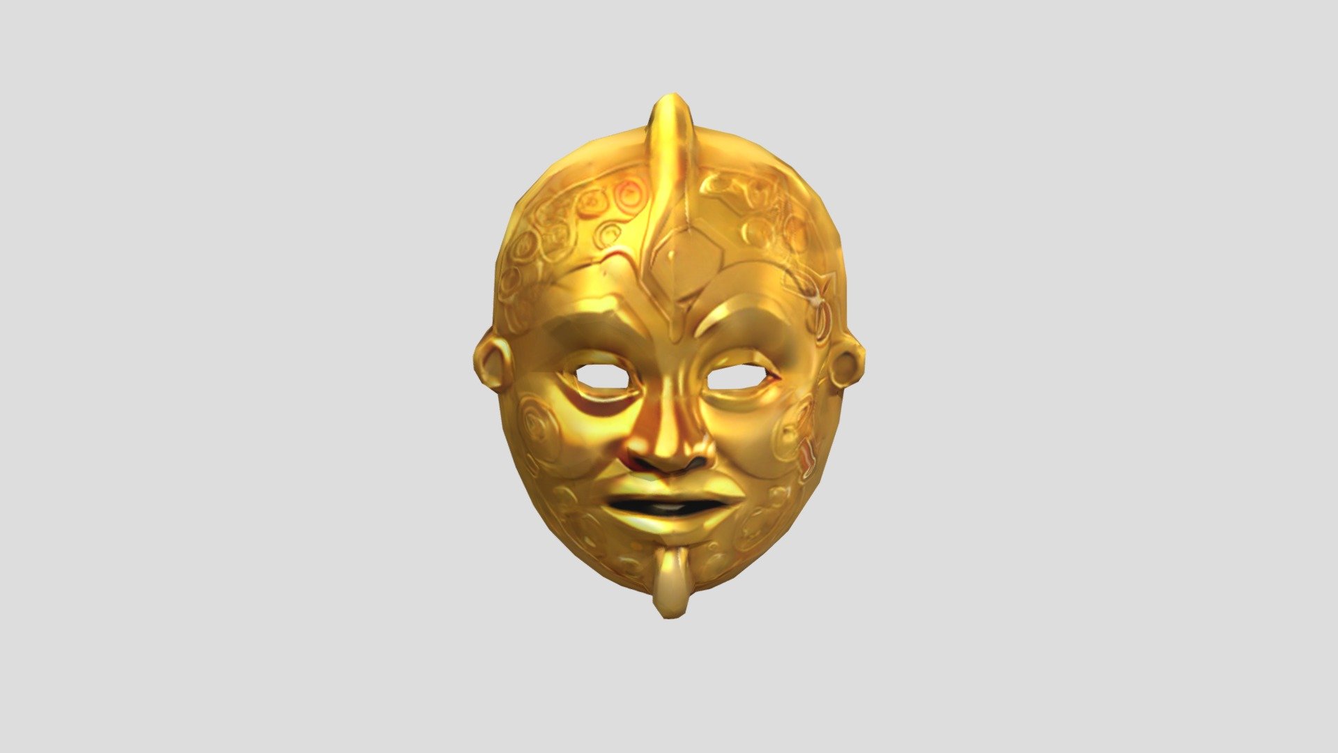 A golden mask with a slight smile and a vertical - Download Free 3D ...
