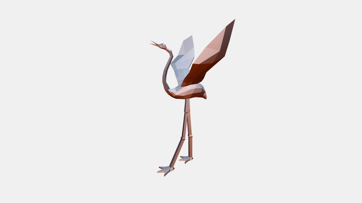 Siberia white crane 3D Model
