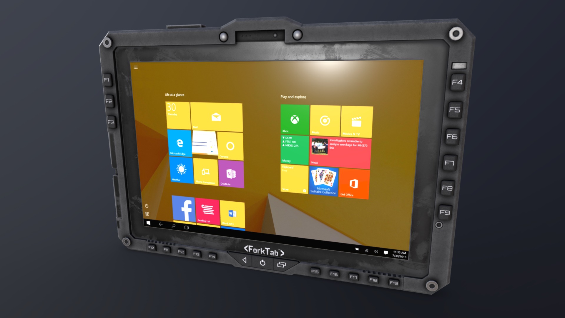 3D model Tablet PC – Forktab - This is a 3D model of the Tablet PC - Forktab. The 3D model is about a black rectangular electronic device.