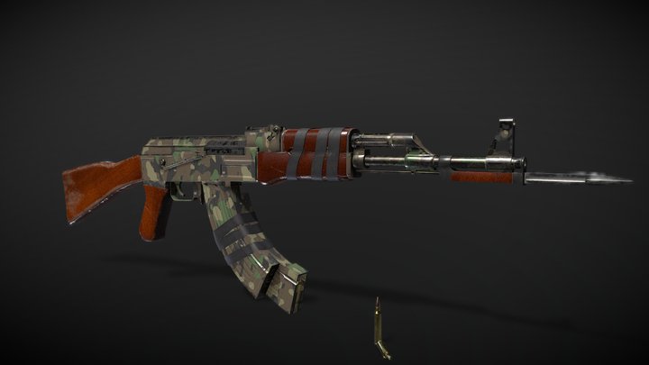 AK 47 Camo 3D Model