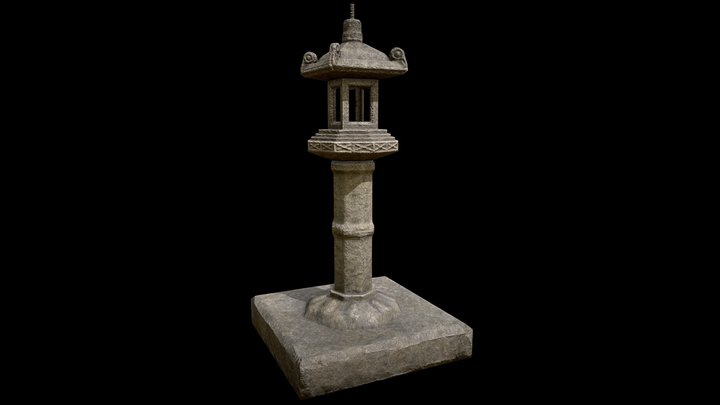 Japanese Style Stone Lantern 3D Model
