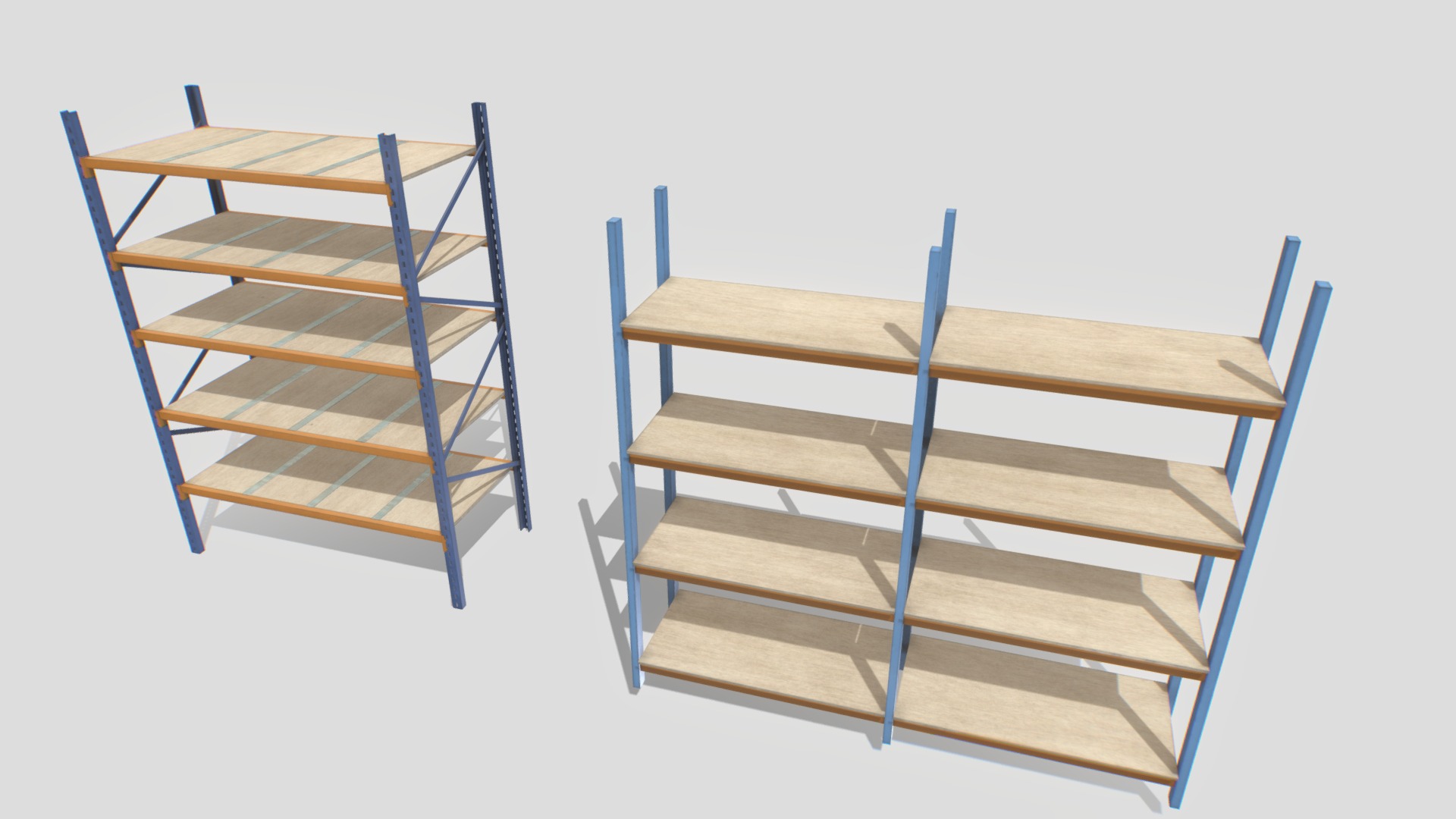 3D model Industrial shelves 3 - This is a 3D model of the Industrial shelves 3. The 3D model is about a few wooden ladders.
