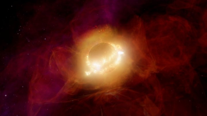 A massive stellar eruption in a red supergiant 3D Model