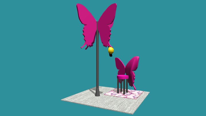 Sedia E Attaccapanni Di Farfalla 3D Model