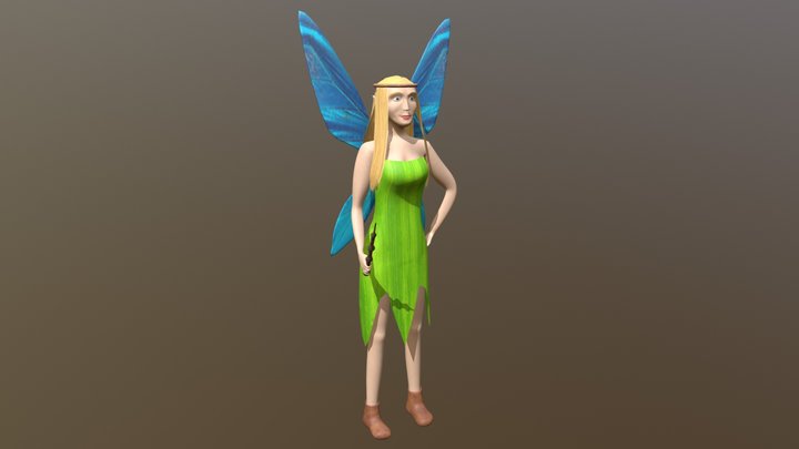 Fairy Girl with Magic Wand 3D Model