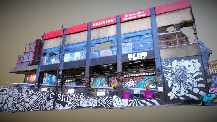 Exterior of Plot 22 Sheffield with street art 3D Model
