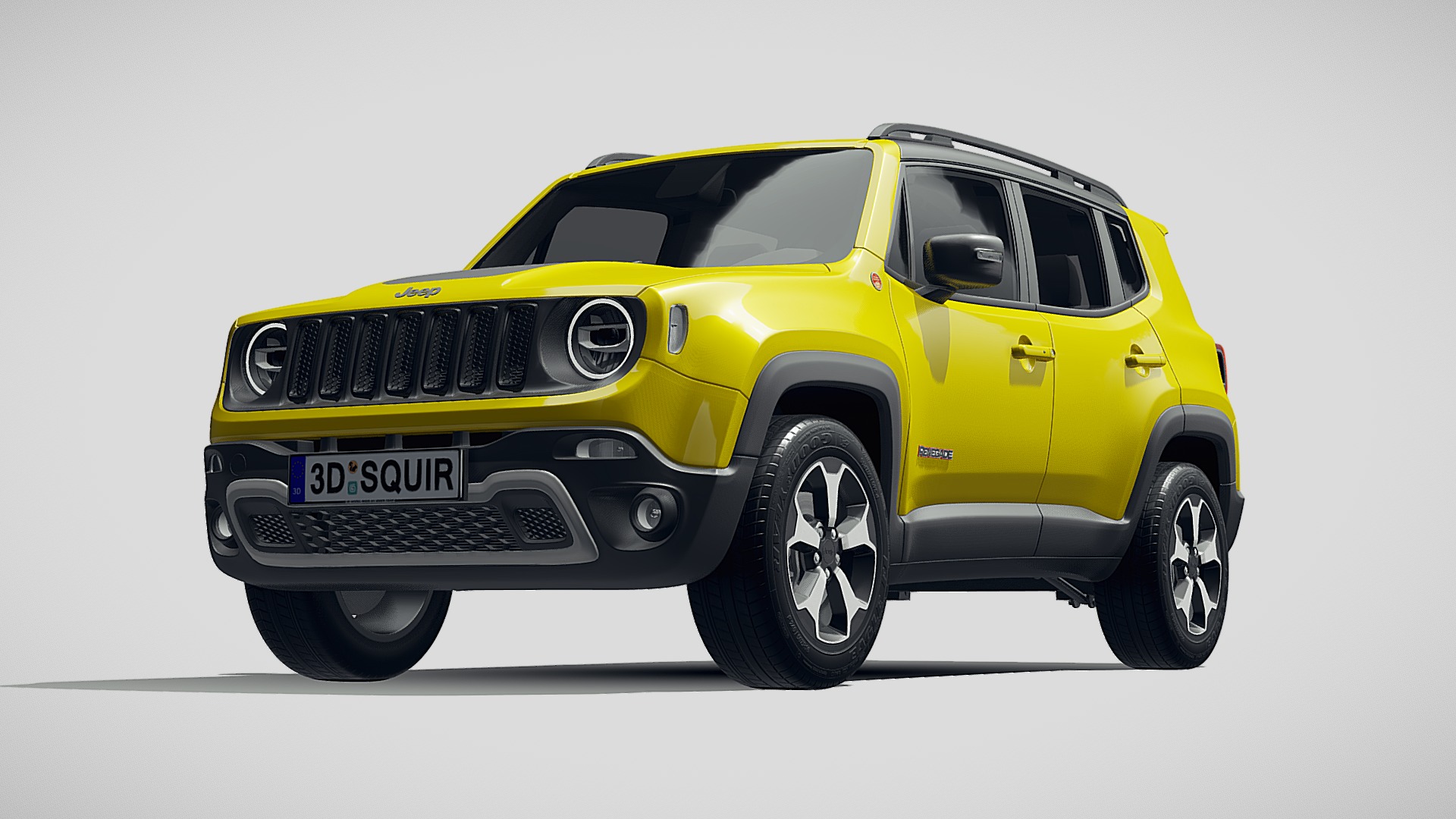 3D model Jeep Renegade 2019 - This is a 3D model of the Jeep Renegade 2019. The 3D model is about a yellow car with black wheels.