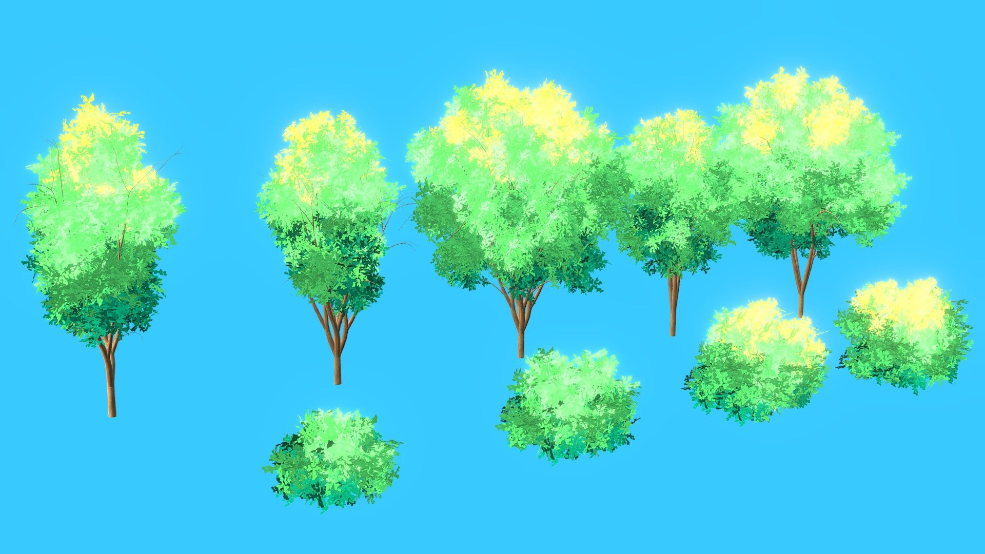 Anime trees pack (Summer) - 3D model by sebaferrari_tattoo [45e5734