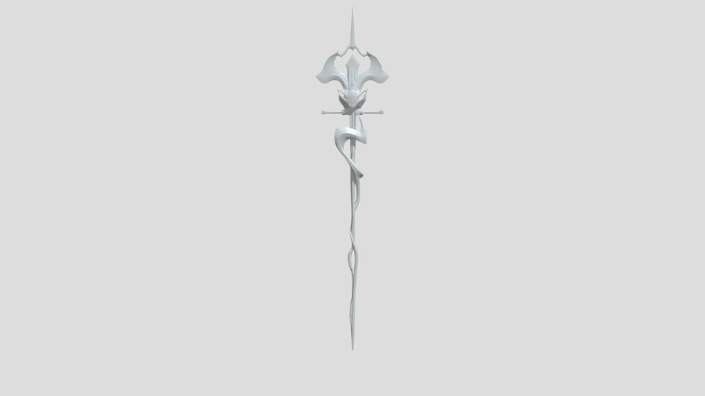 Ornate fantasy silver polearm