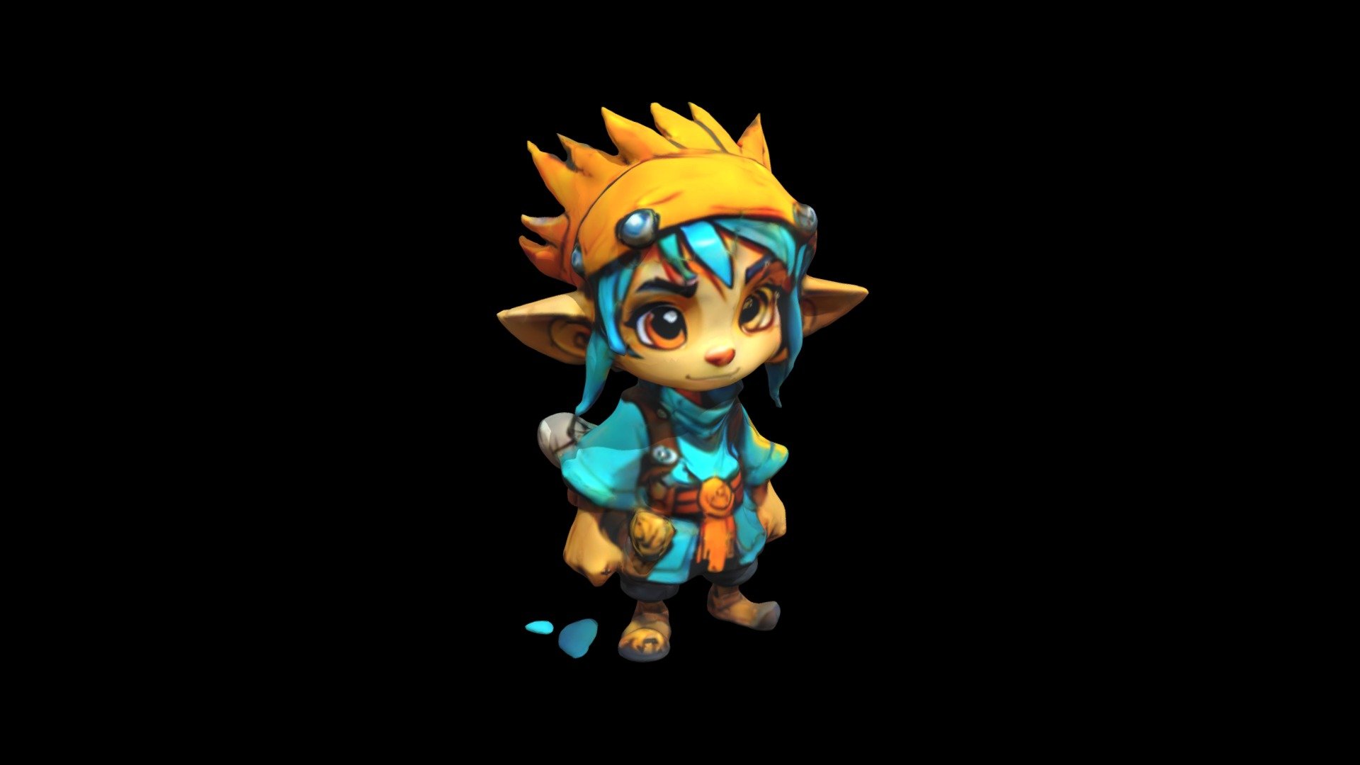 a cartoon character with blue hair and an ora - Download Free 3D model ...