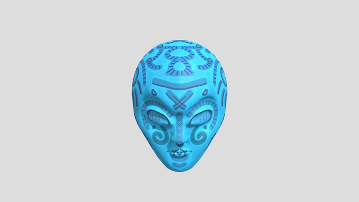 Blue Alien Head 3D Model