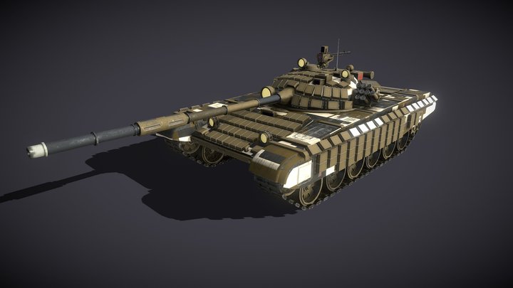 Ukrainian Tank T-72 in Pixel Camo - Game-ready 3D Model